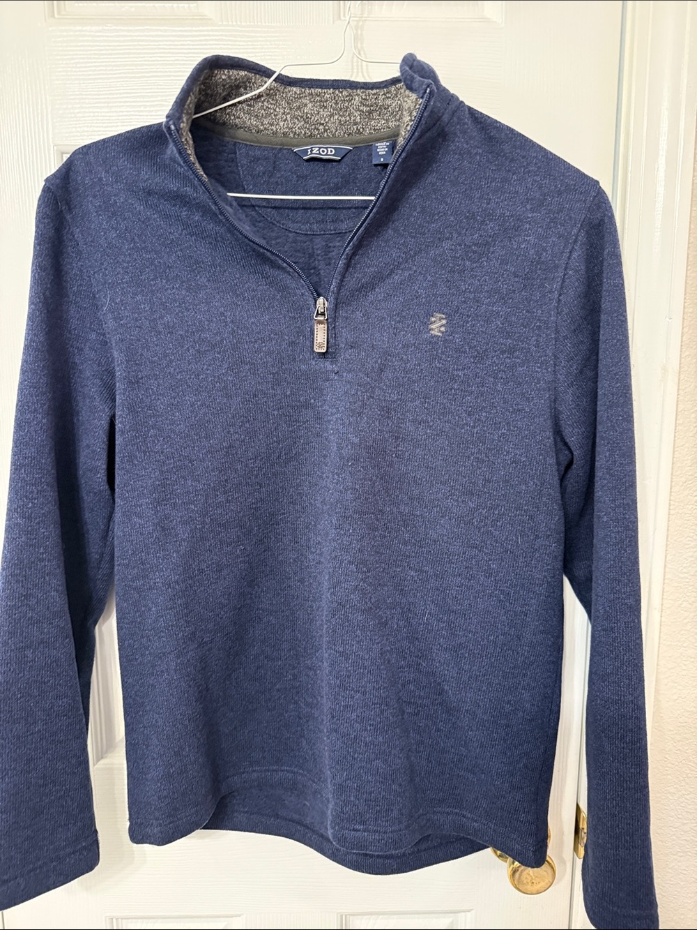 Izod Men's Heather Navy Quarter Zip Pullover